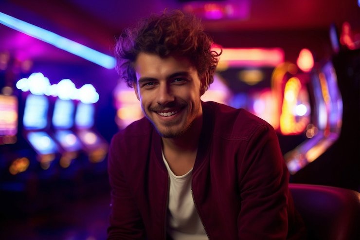 Pengguna membaca bonus harian lewat mobile